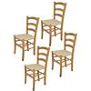 t m c s Tommychairs - Set 4 sedie modello Venice per cucina bar e sala da pranzo, robusta struttura in legno di faggio color rovere e seduta rivestita in tessuto colore canapa