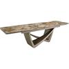 AC ANGEL CERDÁ Angel Cerdá - Tavolo da pranzo allungabile moderno Ovale Botte in gres porcellanato | Gambe Colore Tortora | Design Sofisticato | Per 12 Posti | 200/300 x 100 x 76 cm