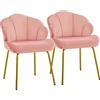 Yaheetech Set 2 Sedie da Salotto Moderna Design a Conchiglia Sedia Imbottita da Soggiorno Poltrona in Velluto Camera da Letto Sedie con Schienale Gambe in Metallo Portata 136 KG Rosa/2 Pezzi