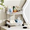OXFENSEE 2 livelli Carrello da cucina salvaspazio, ripiani in acrilico 40 × 29 × 45 cm, carrello portaoggetti da cucina con ruote, multifunzionale per bagno ufficio soggiorno spazio ristretto