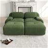 Muskel Divano Cord Moderno Modulare Divano Letto con Poggiapiedi Mobile, Senza Montaggio, Seduta Profonda Boneless Divano Cloud Couches con Funzione Letto, per Soggiorno (Verde, 2 Posti+2)