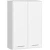 AKORD Mobiletto Bagno Sospeso FIN 64 cm - 2 Ante, 4 Ripiani - Pensile Bagno Salvaspazio Opaco 64x94x30 cm - Armadietto Modulare Sospeso per Spazi Stretti - Bianco & Bianco