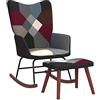 KTHLBRH Sedia a Dondolo con Poggiapiedi in Tessuto Patchwork,sedia a dondolo da interno poltrona a dondolo rocking sofa Adatto a soggiorno, camera da letto, balcone