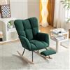 YGHQAP Poltrona a dondolo con supporto retrattile, sedia a dondolo in tessuto peluche, sedia allattamento e dondolo con braccioli e tasche per camera da letto, soggiorno (verde, 80 x 98 x 98,5 cm)