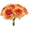 Generico Fiori Artificiale Bush Bouquet da 7 Rose Aperte Colore Arancione 24 cm