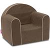 Badum - Poltroncina per Bambini da 1 Anno - Poltrona per Bambini - Stabile, Comoda, in Schiuma - con Rivestimento Sfoderabile - Regalo per il 1° Compleanno per Bambina, Bambino - Marrone