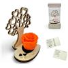 La Rosa dei Sogni Rosa Stabilizzata con Albero della Vita in Legno Intaglio Laser - Fiore Naturale a Lunga Durata, Scatola Elegante - Made in Italy (Arancione)