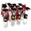 Aurora Store 24 Provette bomboniera bottigliette in Vetro con Tappo in Sughero Ampolle Fiale per Confetti H.12 X 2.5 cm Rosso e Nero Bomboniere Laurea