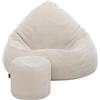 Slevobox Pouf Poltrona Sacco con Poggiapiedi Beige 80x80x110 cm - Poltrona Pouf Sacco - Morbido e Confortevole - Bean Bag per Adulti e Bambini - Fodera Lavabile - Mobili per Soggiorno