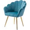 INTRECCI Poltrona Imbottita Camera da Letto in Velluto Petrolio con Schienale a Conchiglia, Sedia Poltroncina Elegante Salotto Soggiorno 55x55x88h cm con Gambe Oro