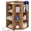 COSTWAY Mobile ad Angolo a 3 Livelli in Legno, Libreria Angolare Aperta con Stazione di Ricarica 9 Cubi 2 Porte USB e 4 Prese, Adatto per Spazi Ridotti, 51x71,5x86 cm (Naturale)