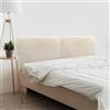 DHOME Testiera Imbottita Liscia Arrotondata in Lino Naturale per Parete Acustica Testate Letto Pannello Fonoassorbente Camera da Letto (Beige, 180cm Dual)