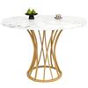 Senmate Tavolo da Pranzo Rotondo 80cm, con Piano in MDF Effetto Marmo, Tavolo Tondo Moderno per 4-6 Persone, Ideale per Cucina, Sala da Pranzo e Soggiorno (Oro)