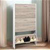 CASABEL Scarpiera Portascarpe 18 Paia - Armadio Mensola Grande Capacità per Ingresso, Corridoio - L60xP24xH113 cm - Porte Legno Chiaro Telaio Bianco