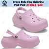 Crocs Bella Clog Ballerina Rosa Rosa 210062-6GD Taglia Unisex
