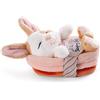 NICI Peluche Sleeping Pets Coniglietto caramello a pois in cesto pesca 12cm