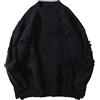 MORISTE Maglione vintage hip hop abbigliamento da uomo streetwear pullover pullover strappato Pure Color Hole Wool Knitwear Tops, Nero , XL