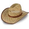fiebig Cappello Western per Donna e Uomo | Cappello da Cowboy con sottogola | Cappello di Paglia con Cinturino in Ecopelle | Visiera Parasole (55-S)