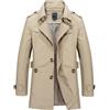 Gsice Cappotto corto da uomo, monopetto, leggero in cotone, antivento (beige 5XL)
