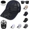 Drbrrly Cappellino con Visiera Ricaricabile ad energia Solare, Cappellino da Baseball rinfrescante ad energia Solare, Cappellino Traspirante con Ventola Solare (IT, Testo, Taglia Unica, Blu Navy)