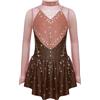 Manyakai Bambina Body Abito Pattinaggio Artistico Danza Ginnastica Body Strass Maniche Lunghe Competizione Spettacolo Rosa Acceso 7-8 Anni