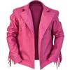 HiFacon Giacca da uomo in pelle rosa stile Brando Movie Garbage Man, Rosa - Frange Ecopelle, L