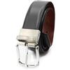 Zerimar Cintura da uomo in pelle di vacchetta Larghezza 32 mm - Cintura reversibile in pelle da uomo - Cintura da uomo con fibbia - Cintura pelle - Cintura uomo - Colore Nero Marrone