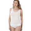 EMMEBIVI Canotta Donna Made in Italy in Lana e Seta - Spalla Larga, Senza Cuciture, con Bordo in Raso, Bianco, S