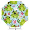 Generic Ombrellone parasole da viaggio, protezione UV, antivento, da viaggio, nero, apertura automatica, chiusura automatica, ombrello per pioggia e sole, con copertura carino cartone animato verde rane blu