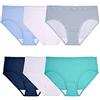 Fruit of the Loom Women's 6 Pack Comfort Covered Cotton Hipster Panties, Assorted, 5