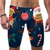 Generic Costume da bagno divertente con motivo natalizio con alce di Babbo Natale, per uomini e ragazzi, costume da bagno per competizione, allenamento di resistenza con gambe quadrate, Multicolore, M
