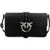 Pinko Borsa Love Bag Slouchy Media in pelle nera con dettagli argento