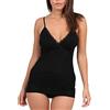 EGI Canotta Donna Spallina Sottile con Reggiseno e Pizzo in Filo Scozia (4/M, Nero)