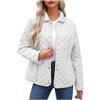 Generic Giacche imbottite leggere da donna, giacche casual alla moda con collo tondo, giubbotto puffer invernale con bottoni per esterni caldi, bianco, XL