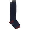 Gallo Calze lunghe uomo cotone e cashmere blu tinta unita e contrasti