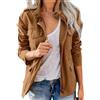 Generic Giacca sportiva da donna, giacca da safari militare in cotone con collo alto e cerniera, autunno da donna