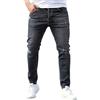 shownicer Jeans Uomo Strappati Slim Fit Pantaloni in Denim Stretch Jeans da Lavoro Gamba Slim Pantalone Stretch Skinny Denim Pants Destroyed A Nero XS