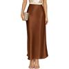 VividMosaic 2024 Maxi Gonna in Raso a Vita Alta in Seta A-Line Primavera Estate Casual gonne Lunghe per Le Donne, Verde Mela, XL