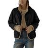 Generic Giacca Trapuntata da Donna Button Down Piumino Cappotti Leggeri Imbottiti Outwear con Tasche (nero,S)