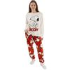 Peanuts Pigiama da Donna Snoopy a Maniche Lunghe e Gambe Lunghe Color Crema e Rosso in Pile con Motivo dei Personaggi dei Cartoni Animati | Perfetto per Il Comfort a casa o Prima di Andare a Letto