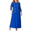 Generic Abiti da sera eleganti da donna, a 3/4 di manica, con pizzo ricamato, abito lungo in chiffon, modesto, formale, abiti da cocktail per madrine/madrini, outfit di grandi dimensioni, i miei ordini, saldi