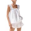 Saxrel Tute da donna con volant laterali senza maniche canotta pantaloncini pigiama set da donna 2 pezzi vestito estivo slim homewear tempo libero sport casa abiti donna loungewear casual pigiama da donna