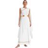 Oyolan Costume da donna Dea Romana Costume Grecia Antico Abito Asimmetrico a spalla scoperta vestito Halloween Carnevale Festa S-XL Tipo C Bianco S