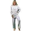 Linclalor Pigiama Donna Caldo Cotone Art. 92731 (Panna/Azzurro, 64)