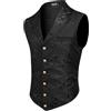 Foweknow Gilet da uomo con risvolto slim fit, costume tradizionale medievale, classico, business, elegante, jacquard, gilet da uomo gotico, steampunk, formale, smoking vest, Blu marino, S
