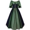 Richymfa Vestito Medievale Donna Rinascimentale Curvy Abito Cerimonia Manica Corta Elegante Vestito da Ballo Lungo Verde Taglie Forti Costume Rinascimentale/Medievale per Halloween