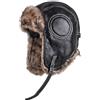 GIBZ Cappello Aviatore in Pelliccia Uomo Donna con Earflap Caldo Berretto Russo in Pelle Antivento per Inverno, Nero