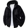 Generisch Teddy, giacca in pile da uomo con cappuccio, con cappuccio, con cappuccio, con pelliccia di orsacchiotto, oversize, in caldo pile Teddy, per le mezze stagioni, Nero , S