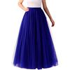 Generisch Gonna in tulle, da donna, costume lungo in tulle, gonna a pieghe elastica, a vita alta, gonna estiva, elegante da principessa, gonna lunga per feste, O blu., Taglia unica