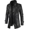 Generic Giacca da uomo in pelle lunga 3/4 Slim Fit giacca in ecopelle da uomo con zip up giacche in PU, Nero , L